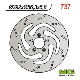 NG Rear Fixed Brake Disc 292x56.3x5.8mm Harley Davidson Dyna / Softail 883-1690cc 06-22