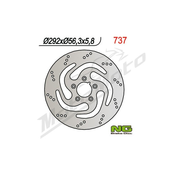 NG Rear Fixed Brake Disc 292x56.3x5.8mm Harley Davidson Dyna / Softail 883-1690cc 06-22