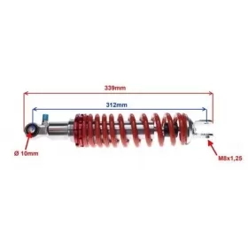 Rear adjustable shock absorber Universal 339mm Ø10 M8