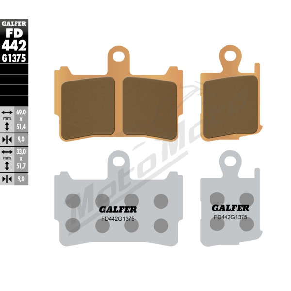 GALFER Sport Brake pads sintered metal gold KH499/4 Honda VFR 1200 10-17