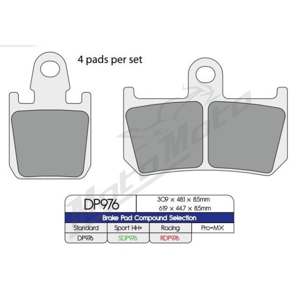 DP BRAKES Standard Sintered Metal Brake Pads Yamaha MT-01 / VMX / YZF-R1 1000-1700cc 07-20