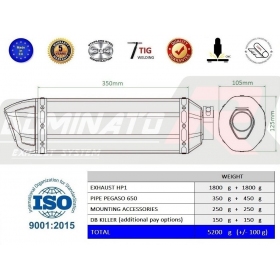 Exhausts silincers Dominator HP1 APRILIA Pegaso 650 2001-2004