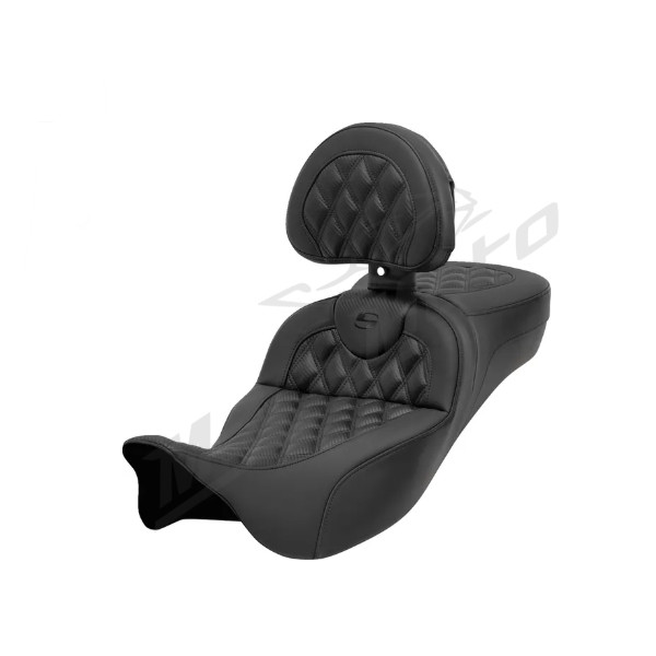 SADDLEMEN Roadsofa Seat Carbon Fiber Extender With Backrest Harley Davidson FLH / FLHR / FLHTC / FLHXST / FLTRK / FLTRX 1584-1923 08-23
