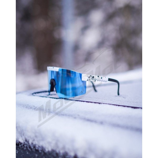 AMOQ Comet Sunglasses White Splash - Blue Mirror