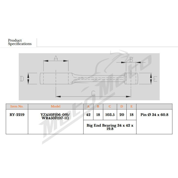 Royal Rods connecting rod Yamaha YZ F / WR F 450cc 06-11