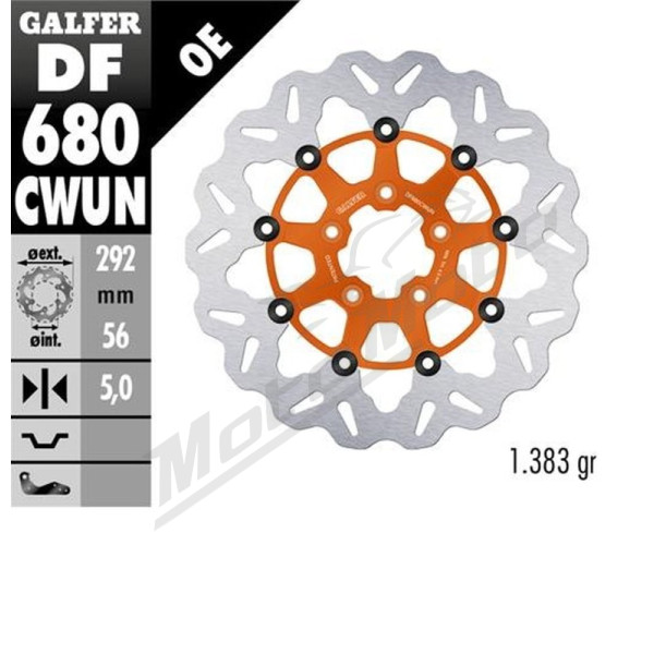 GALFER Front brake disc orange Harley Davidson FLHRI / FLST / FXST / XG / XL  XLH / XR 500-1690 00-20