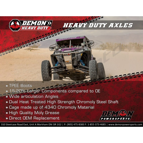 DEMON Complete Heavy-Duty Axle Yamaha YXR 450-700cc 04-13