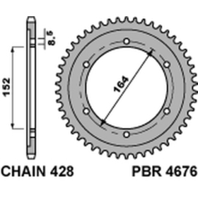 PBR Standard C45 Steel Rear Sprocket 4676 - 428 ​​​​​​​YAMAHA SR 400 2014-2020