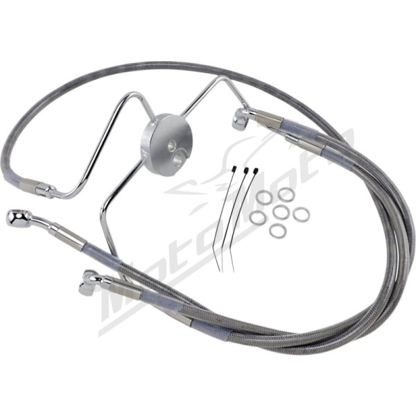 DRAG SPECIALTIES Extended Length Stainless Steel Brake Line Kit Harley Davidson FLHR / FLHRC / FLHRCI / FLHRI 1340-1800cc 94-07