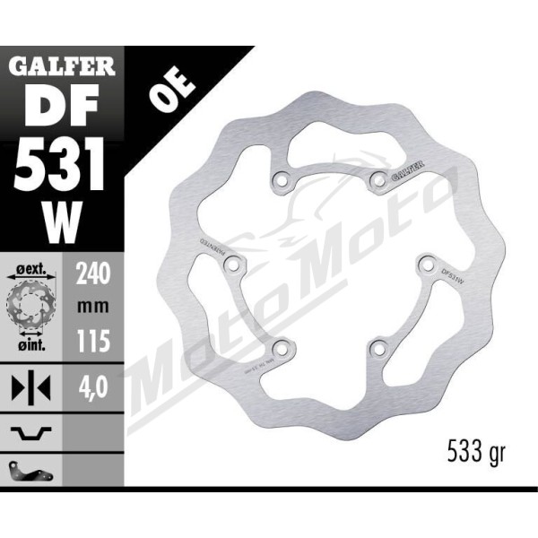 GALFER "Wave®" Galinis stabdžių diskas Yamaha YZ / YZ F 125-450cc 18->
