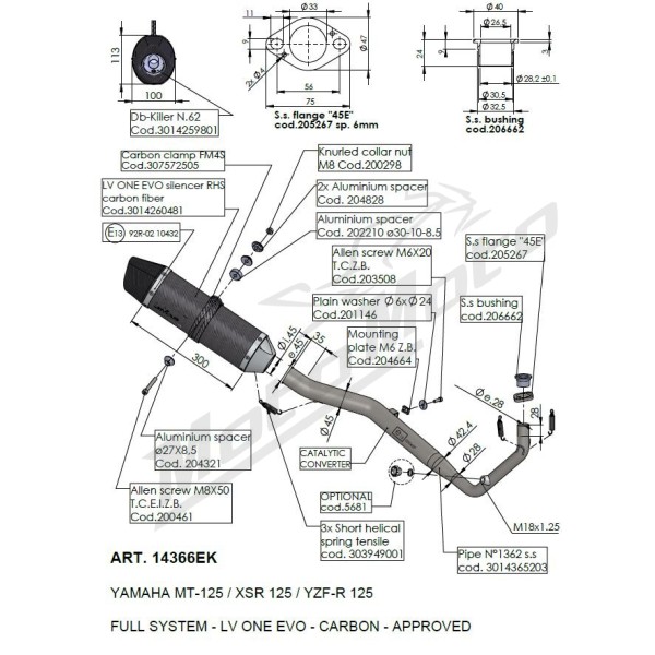 LEOVINCE LV One Evo Carbon Full-System Exhaust YAMAHA YZF-R 125 21-24