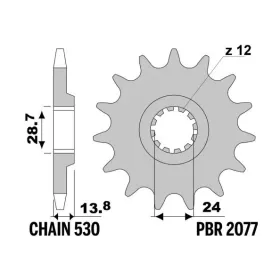 PBR plieninė standartinė priekinė žvaigždutė 2077 - 530 KAWASAKI GPZ / ZRX 1100-1200cc 1995-2006