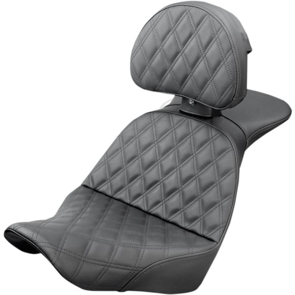 SADDLEMEN Explorer Lattice Stitch Seat With Backrest Harley Davidson FLSB / FXLR / FXLRS / FXLRST 1750-1923 18-25
