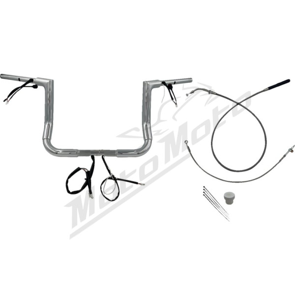 FAT BAGGERS INC. 1-1/2" EZ Install Flat Top Batwing Handlebar Kit Chrome 38mm 91,5cm (30,5cm) Pullback 23cm