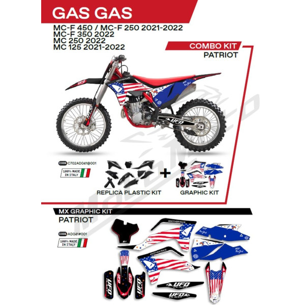 UFO Plastikų ir lipdukų kompl. su šakių apsaugomis Gas Gas MC / MCF 125-450 21-22