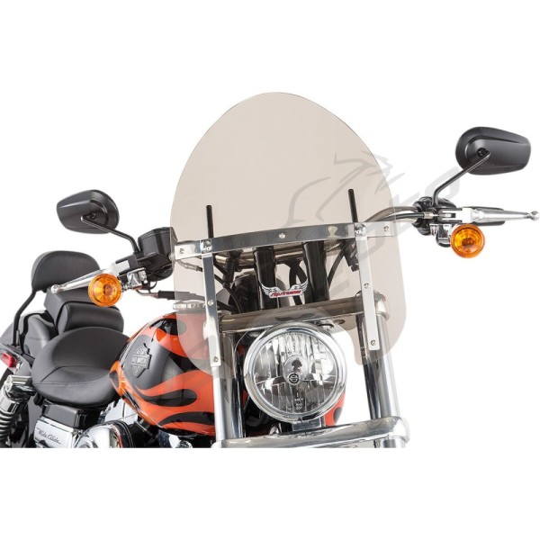 SLIPSTREAMER Mini Police Windshield 15" Smoke Ducati / Harley Davidson / Honda / Indian / Kawasaki / Suzuki / Triumph / Victory / Yamaha 250-1900cc 68-25