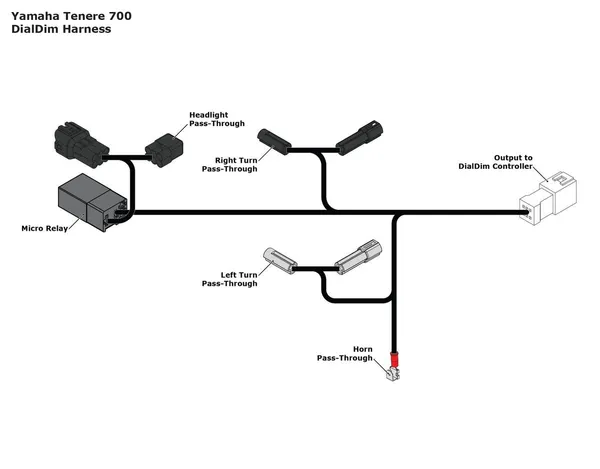 DENALI P&P Dialdim Wiring Adapter Yamaha XTZ 690cc 19-22