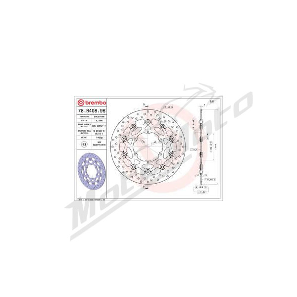 Brembo Priekinis stabdžių diskas 300 x 5 mm Aprilia / BMW 650-800cc 93-18