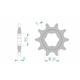 AFAM plieninė standartinė priekinė žvaigždutė 94306 - 520 9-10 dantukų SCORPA TWENTY / SHERCO ST 80-300cc 99-17