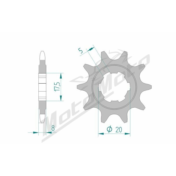 AFAM plieninė standartinė priekinė žvaigždutė 94306 - 520 9-10 dantukų SCORPA TWENTY / SHERCO ST 80-300cc 99-17