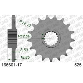 AFAM plieninė standartinė priekinė žvaigždutė 166601 - 525 17 dantukų BMW F 750-900cc 18-25