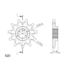 Supersprox / JT Front sprocket 520 12T Polaris Big Boss 250 6x6 91-92