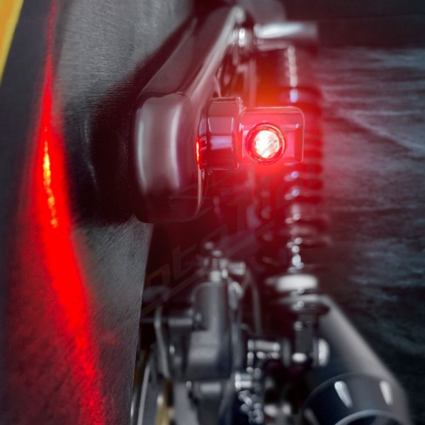 HEINZ BIKES NANO Winglet 3 in 1 Rear Turn light Chrome Harley Davidson FLD / FLHR / FXD / FXDL / XG / XL / XR 500/1977 93-24