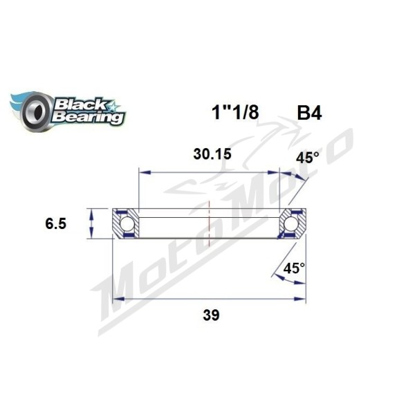 BLACK BEARING 45°/45° Headset Bearing 30.15x39x6.5 mm HB-B4
