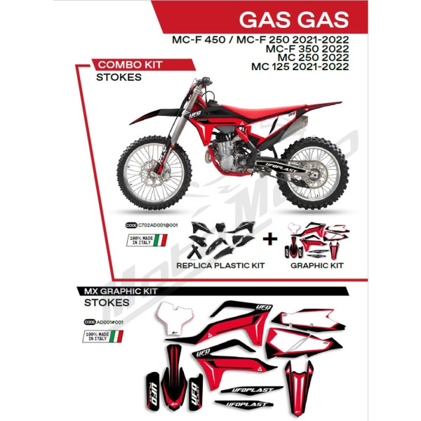 UFO Plastics and stickers set with fork guards Gas Gas MC / MCF 125-450 21-22