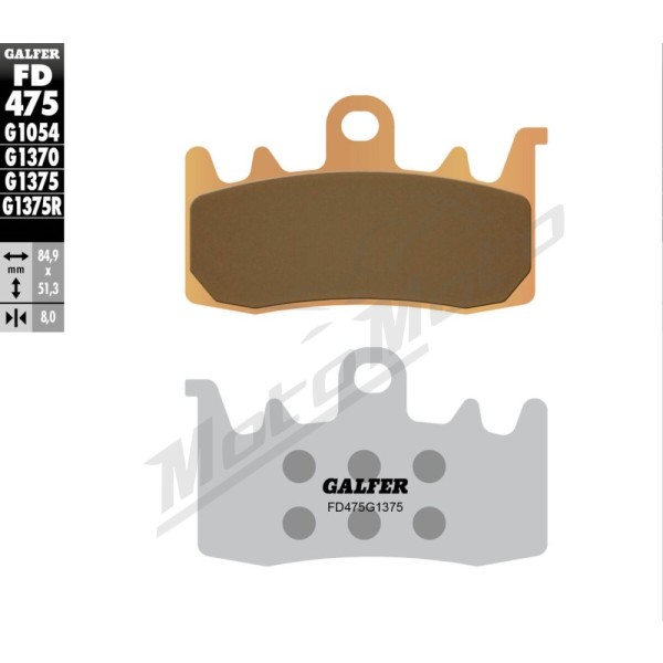 GALFER HH Sintered Brake Pads Aprilia / Benelli / BMW / Ducati / Harley Davidson / Indian / Kawasaki / KTM / Kymco / Moto Guzzi / MV Agusta / Triumph 500-2500cc 10-25