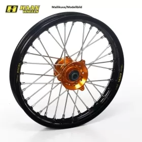 Haan wheel SX/SXF/EXC 17-3,50 BLACK RIM/ORANGE HUB