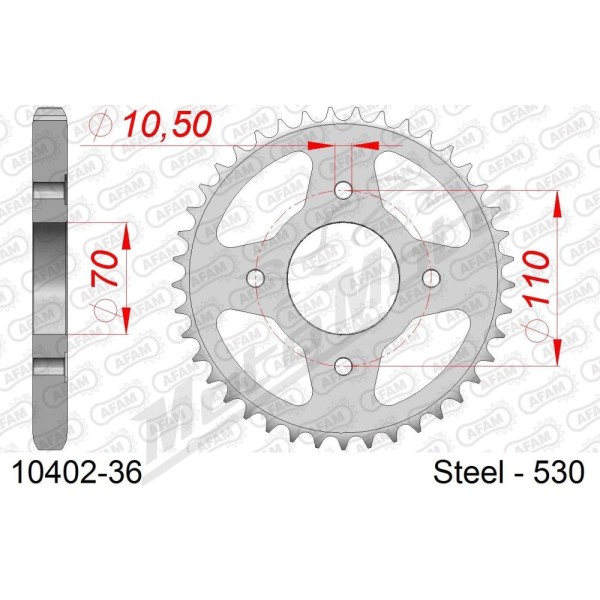 AFAM Steel Standard Rear Sprocket 530 35-36 teeth HONDA CB 250-400cc 78-80