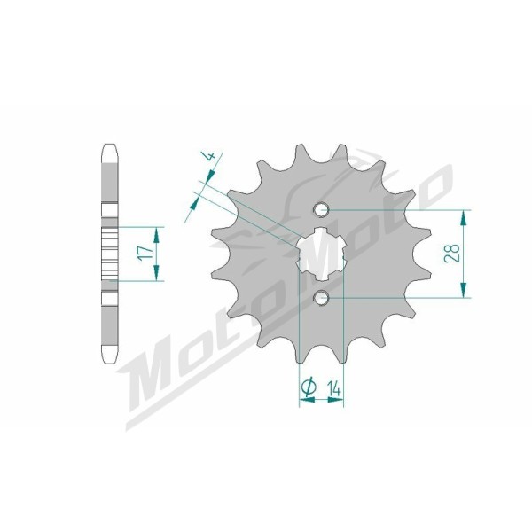 AFAM Steel Standard Front Sprocket 49200 - 428 14 teeth DERBI GPR / SENDA / TERRA / GP1 / MULHACEN 125cc 07-13