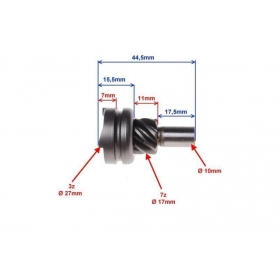 Kickstarter gear PEUGEOT HORIZONTAL / HONDA 50 2T (higher 44,5mm) 3+7teeth