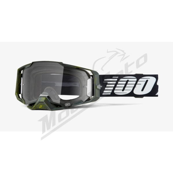 100 percent goggles model armega soledad - clear lens - black / green