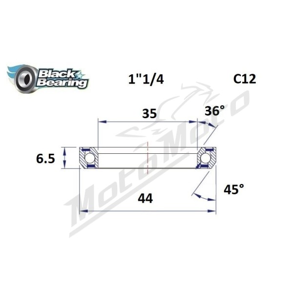BLACK BEARING 36°/45° Headset Bearing 35x44x5.5 mm HB-C12