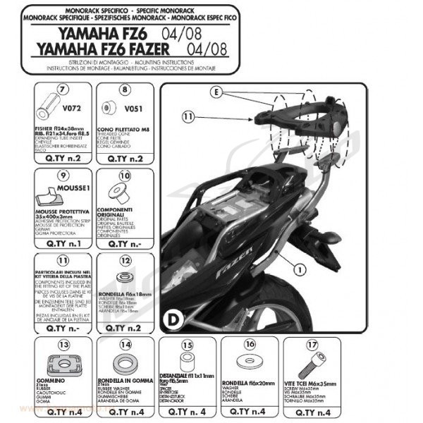 KAPPA Rear storage box bracket Yamaha FZ6 600 04-11