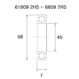 BLACK BEARING B5 Bearing 45x58x7 mm 6809-2RS