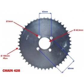 Rear sprocket ATV SHINERAY XY250ST-4B 46Teeth