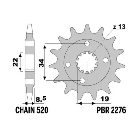 PBR plieninė standartinė priekinė žvaigždutė 2276 - 520 HUSQVARNA SVARTPILEN / VITPILEN / KTM ADVENTURE / DUKE / RC 390-401cc 2013-2024