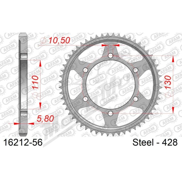 AFAM Steel Standard Rear Sprocket 428 56 teeth KAWASAKI NINJA / Z 125 19-24