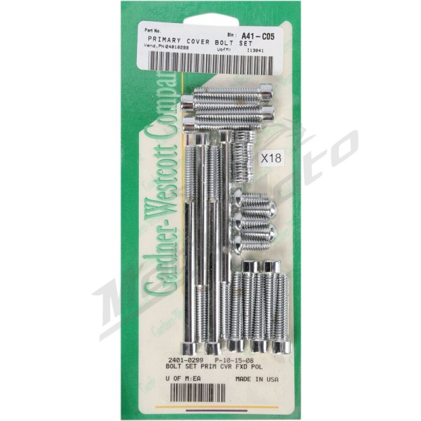 GARDNER-WESTCOTT Primary and Derby Cover Bolt Kit Harley Davidson FLD / FLS / FLSS 1450-1800cc 06-17