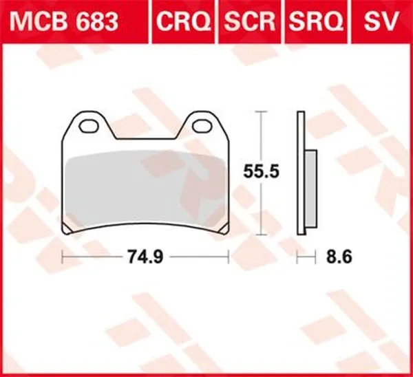 TRW CRQ Series Carbon Race Brake Pads Aprilia / Benelli / Bimota / BMW / Ducati / Husqvarna / KTM / Moto Guzzi / Moto Morini / MV Agusta / Suzuki / Voxan 250-1200cc 94-22