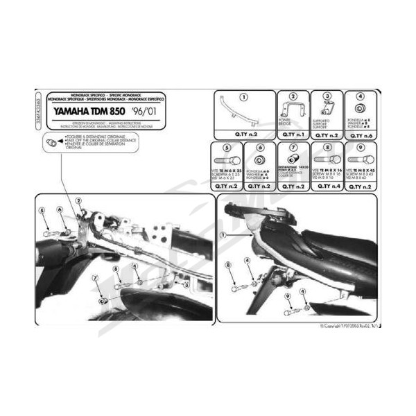 KAPPA Rear storage box bracket Yamaha TDM 850 96-01