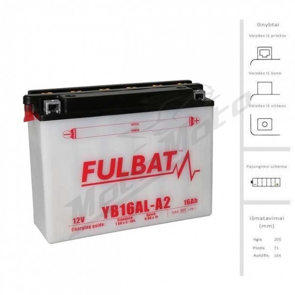 FULBAT Akumuliatorius 16 Ah 210 12V YB16AL-A2 (FB16AL-A2)