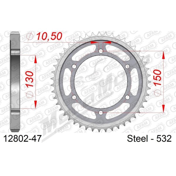 AFAM Steel Standard Rear Sprocket 532 38-47 teeth