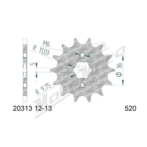AFAM Steel Standard Front Sprocket 20313 - 520 12-13 teeth HONDA TRX 300cc 93-08