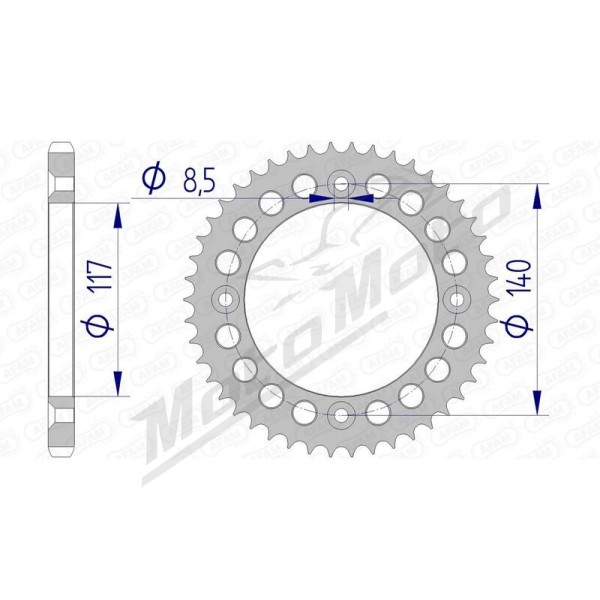 AFAM Aluminium Ultra-Light Hard Anodized Rear Sprocket 13108 - 428 46 teeth YAMAHA YZ 80 1985-1992