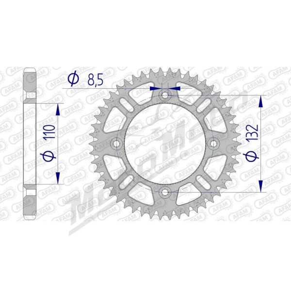 AFAM Aluminium Ultra-Light Self-Cleaning Rear Sprocket 72102 - 428 46-51 teeth KTM / HUSQVARNA / GAS GAS 85-105cc 03-25