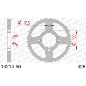 AFAM Steel Standard Rear Sprocket 428 56 teeth SUZUKI VL 125cc 00-07
